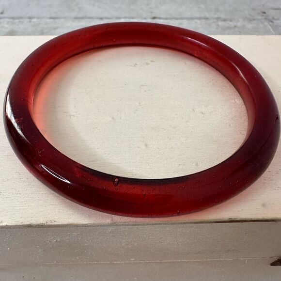 Vintage Red Roman Glass Bangle Bracelet - Picture 4 of 7
